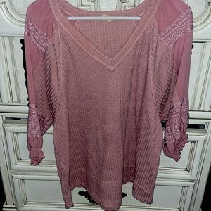 Mauve long sleeve v neck shirt